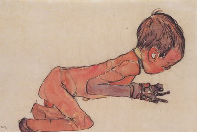 Newborn with Drawn-Up Legs by Egon Schiele